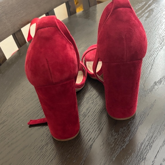 Steve Madden Bold Red Suede Heels - Picture 4 of 5